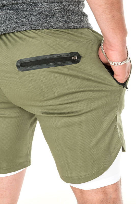 CRIUS-LIGHT MENS TRAINING SHORTS - KHAKI